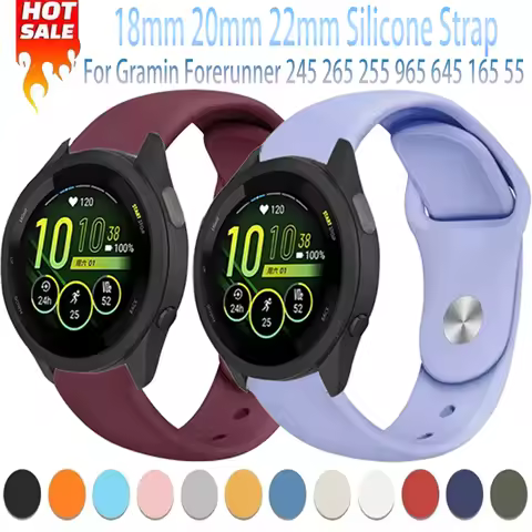 18mm 20mm 22mm Silicone Strap For Gramin Forerunner 55 165 645 965 255 265 245 Sports Button Soft Br