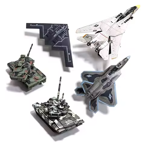 Creative Military Building Blocks Set F-22 F-14 Fighter Bomber Leopard 2A7 M1A2 T-90 Main Battle Tan