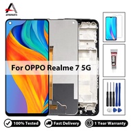 จอ LCD ขนาด 6.5 ทดสอบแล้ว 100% สำหรับ OPPO Realme 7 Global หน้าจอสัมผัสและดิจิทัลเซอร์สำหรับ Realme 