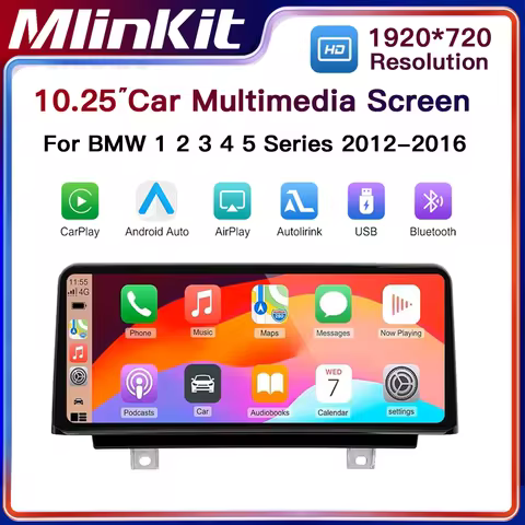 10,25 Drahtlose CarPlay Android Auto Multimedia Display Bildschirm Für BMW 1 2 3 4 5 Serie F10 F20 F