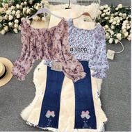 baju setelan jeans anak perempuan korea import usia 5 6 7 8 9 10 tahun