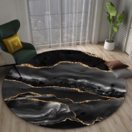 Black Gray Marble Coffee Table Rug Round Non-lip Chair Mat Bedroom Carpet Decorative Luxury Floor Ru