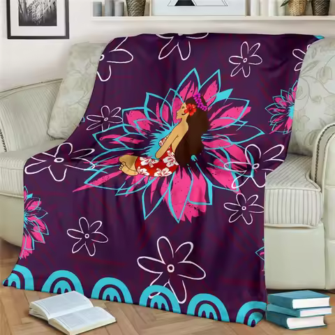 Tahiti Hinano Flannel Blankets 3D Print Hiking Picnic Thick Quilt Fashion Polynesian Student Blanket