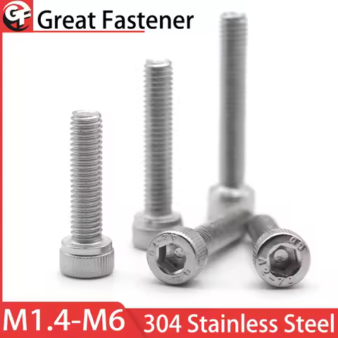 10-100pcs A2-70 304 Stainless Steel M1.4 M1.6 M2 M3 M4 M5 M6 DIN912 Hexagon Hex Socket Cap Allen Hea