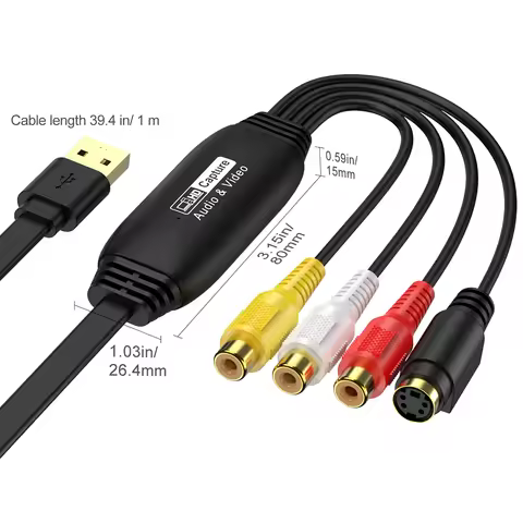 USB Video Capture Card VHS TV DVD VCR Audio Capture Adapter Card RCA To USB Video Converter for PC
