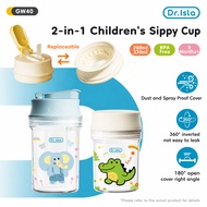 Dr.isla Baby Water Bottle With Straw 2-in-1 360° Training Cup Anti-Spill BPA Free Kids Drinking Cup 