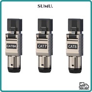 SUMU RJ45 Cat8 Cat7 Cat6A Connectors, 40G LAN Cable Crystal Head Panel RJ45 Metal Tool, Ethernet Ter