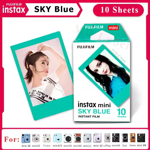 Fujifilm Instax Mini Color Film Sky Blue For Fuji Instant Camera Mini 12 11 8 9 SE Link Liplay EVO L
