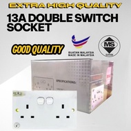 (READY STOCK) [SIRIM]13A DOUBLE SWITCH SOCKET/13AMP 2 GANG  SWITCH SOCKET/13A DOUBLE SWITCH SOCKET/S