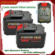 2PCS 2988VF 99800mAh Lawn Mower Battery for Cordless Drill Wrench Blower Battery Lithium Battery Lar