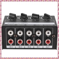 (RZUF) 4 Channel Stereo Audio Mixer Support Input and Output Mini Passive Stereo Mixer with Separate