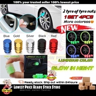 4pcs Aluminum Metal / Luminous Car Wheel Tire Valves Tyre Tayar Cap LED Tire Stem Air Caps Cover Tyr