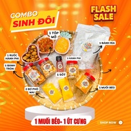 SET 2 COMBO BÁNH TRÁNG PHƠI SƯƠNG GỒM COMBO ÚT CƯNG+ COMBO MUỐI BÉO HOT TREND NHÀ PACO FOOD-đồ ăn vặ