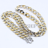 s2shop สร้อยคอสแตนเลสแท้ สร้อยคอพระ ลายห่วงแบนขัดเหลี่ยม ห้อยพระได้ 1 องค์ ความกว้าง 10 มม.ความยาว 1