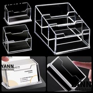 YANN 1Pcs Bussiness Card Holder, Acrylic Plastic Display Stand Business Card Box, 1/2/3 Grids School
