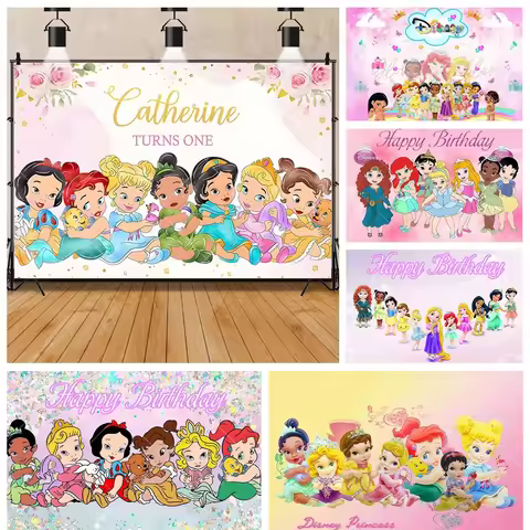 Disney baby princess collection banner background baby shower wall decoration props girl birthday pa