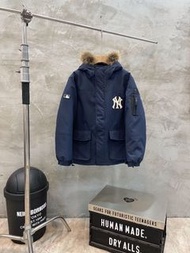 MLB NY 毛領羽絨服大口袋外套男女同款