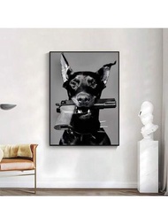 1 件/套黑狗帆布畫,客廳臥室帆布裝飾畫,輕奢客廳背景牆畫工作室走廊藝術無框