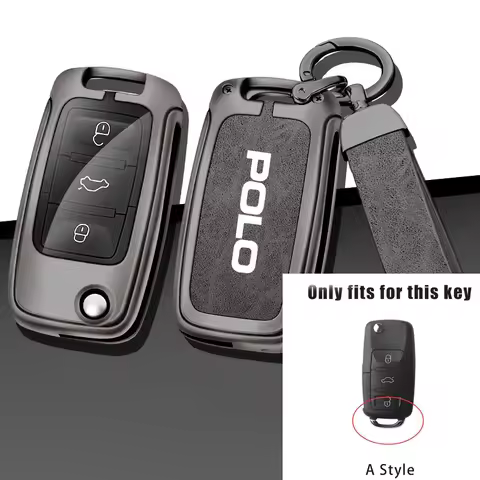 Alloy Leather Car Remote Key Protection Cover Shell KeyBag For Volkswagen VW Polo 6R 6N 6N2 6C 9N 9N
