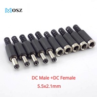 10/5 Pcs DC Male DC Female Connectors DC Power Jack Plug Adapter Cctv Camera Security System for DIY