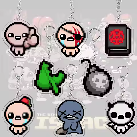 Pixel The Binding of Isaac Acrylic Keychain Book of Belial Samson Cain Bag Pendant Cartoon Game Coll