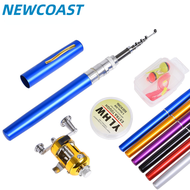 Portable Pocket Telescopic Mini Fishing Pole Pen Shape Folded Fishing Rod with Drum Reel Wheel Set Fishing Tackle