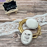 POMAT Velvet Ring Box, 2 Slots/3 Slots Velvet Material Three Ring Box, Ring Holder Handmade Oval Sha