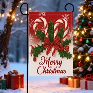 1pc Bright "Merry Christmas" Polyester Garden Flag - Double-Sided, Fade-Resistant, 12x18 Inches Holi