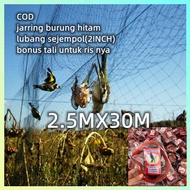 Black bird net 2.5 meters wide ± 30M long ~ Ready to use 2 inches sold again