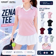ZENA Tee Vsmash Sportswear Polo Collar Sports T-Shirt – Lightweight Stretch Cool Gym Running Badmint