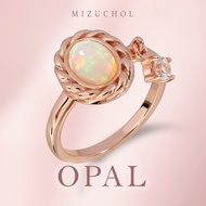 Mizuchol แหวนเงินแท้ชุบ Rose Gold ประดับพลอยโอปอล Pink Tiara Ring - Opal