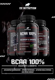 OX Nutrition 100% Natural BCAA - MEGA Size Bottle 120CAPS ORIGINAL QR 2800MG