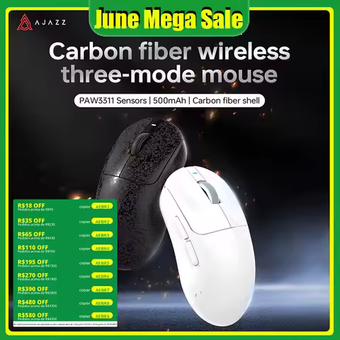 AJAZZ AJ199 Wireless Gaming Mouse PAW3311 24000DPI Lightweight Bluetooth/Wired Carbon Fiber Mice for
