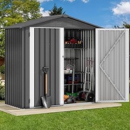 DWVO 6' x 4' Outdoor Storage Shed, Large Metal Tool Sheds, Heavy Duty Storage House with Lockable Do