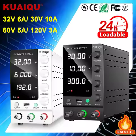 Kuaiqu Variable Power Supply DC Adjustable 30V10A Lab Switching Source Bench Power Supplies 120V 3A 