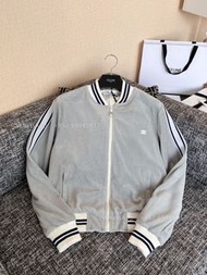 👏CELINE TRIOMPHE天鵝絨拉鏈棒球服 男女同款 灰色 全實拍 100% new🎁參考編號：RV0R1748Q.GBC0 外套 運動服 teddy tracksuit jacket IN v