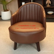 Leather Retro Sofa Chair Back Chair Rotating Luxury Flower Balcony Bedroom Single Loose Light Chair 