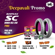 Honda NSS 250 - Bridgestone Battlax SC Tyre 120/70-15 M/C 56P SC-F TL & Battlax SC Tyre 140/70-14 62