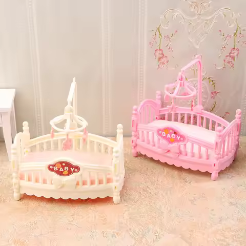 1/12 Dollhouse Simulation Mini Crib Baby Bed Model Dollhouse Bedroom Furniture Decoration Dolls Hous