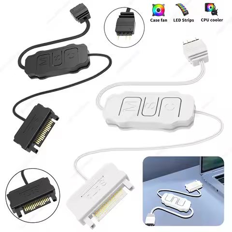1-3PCS 5V 3PIN ARGB To SATA Adapter Controller Button Control RGB Light Controllers For Computer PC 
