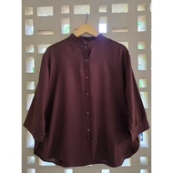 Baju Kemeja Blouse Atasan Outfit Wanita Populer Hitam Biru Navy Polos Rayon Twill Premium Fit Body P