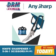 Official Distributor | AnySharp Knife Sharpener (Blue) + 5-in-1 Multi-use Scissor Value Set UP$47.80