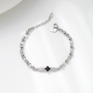 Hyl Jewelry 652B Gelang Titanium Wanita Bangle Bracelet Four Leaf Clover Terbaru Anti Karat Dan Ker