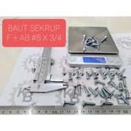 FAB BOLT 8 X 3/4 FAB SCREW/ 8 X 3/4 FAB SCREW BOLT 8 X 3/4