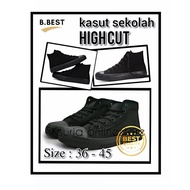 [READY STOCK]Kasut Sekolah Hitam Canvas High Cut| Black School Shoes High Cut | Kasut tali | Black S