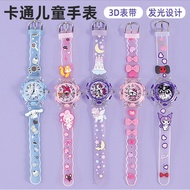 3D 3D Cartoon Watch Sanrio Colorful Luminous Children Quartz Watch Melody KT Cat Student Watch Wrist
