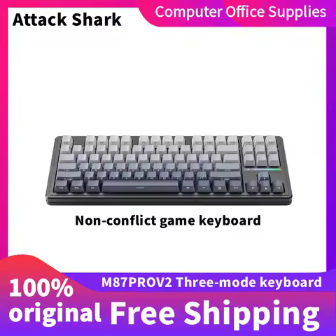 New AttackShark M87PRO V2 Custom Magnetic Axle Mechanical Keyboard Side-engraved PBT Keycaps Hot-plu
