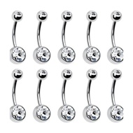 10pcs/set Funky Stainless Steel Rhinestone Decor Belly Ring For Women For Daily Decoration
