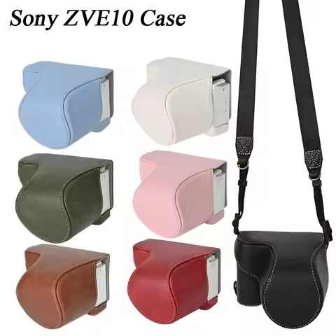 Luxury Sony ZVE10 Camera Bag Pu Leather Camera Case Pouch For Sony ZVE10 ZV-E10 16-50mm Open Battery