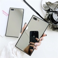 Simple Square Cosmetic Silvery mirror Anti Fall Silicone Phone Case For iphone 12 11 Pro 7 8 Plus 6 X Xs Max XR Soft Plain Cover